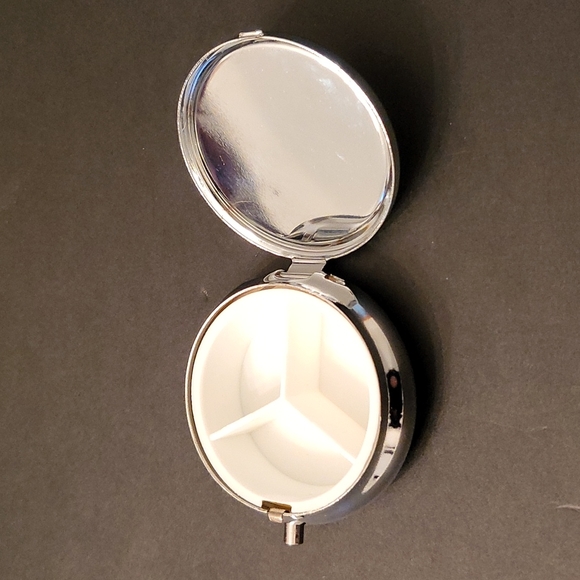 NEW Bejeweled Pillbox, Pink & Blue Crystals, Silver-tone - Picture 6 of 8